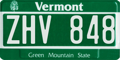 VT license plate ZHV848
