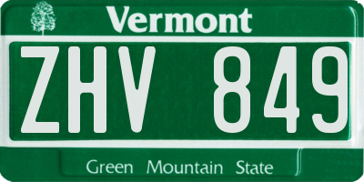 VT license plate ZHV849