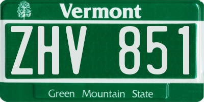 VT license plate ZHV851