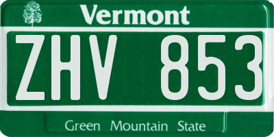 VT license plate ZHV853