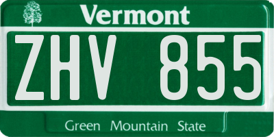 VT license plate ZHV855