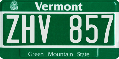 VT license plate ZHV857