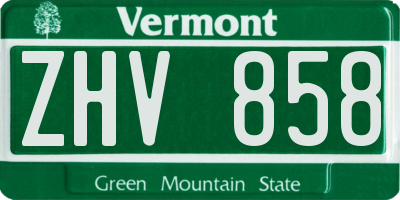VT license plate ZHV858
