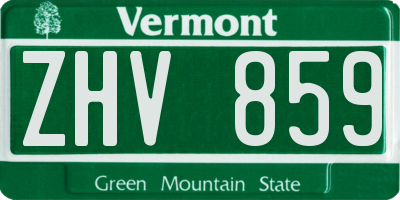 VT license plate ZHV859