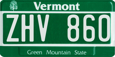 VT license plate ZHV860