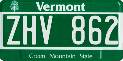 VT license plate ZHV862