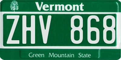 VT license plate ZHV868