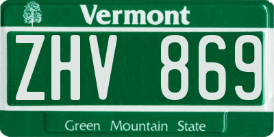VT license plate ZHV869