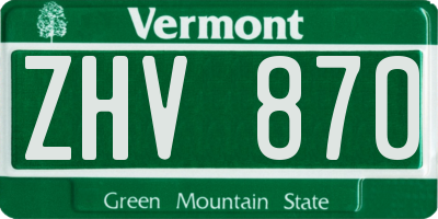 VT license plate ZHV870