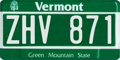 VT license plate ZHV871