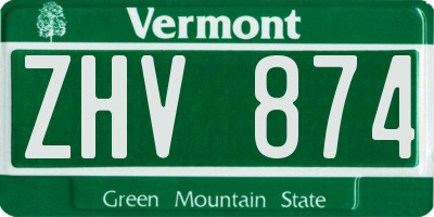VT license plate ZHV874
