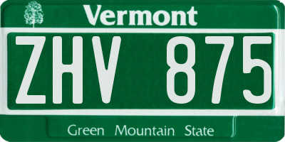 VT license plate ZHV875