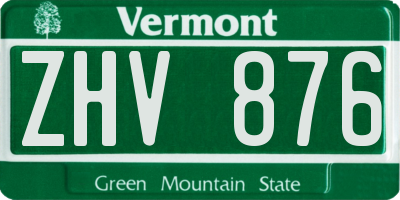 VT license plate ZHV876