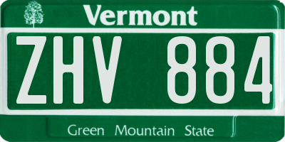VT license plate ZHV884