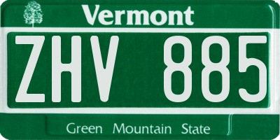 VT license plate ZHV885