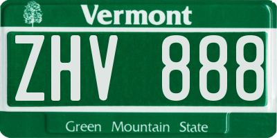 VT license plate ZHV888