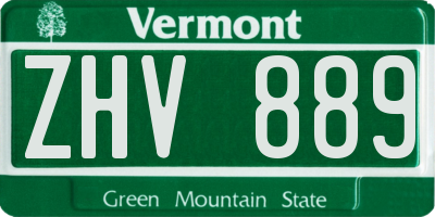 VT license plate ZHV889