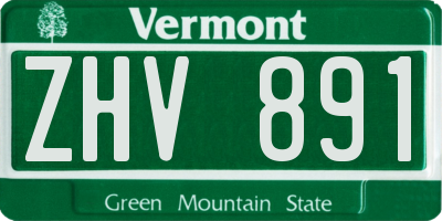 VT license plate ZHV891