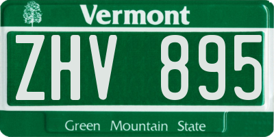 VT license plate ZHV895