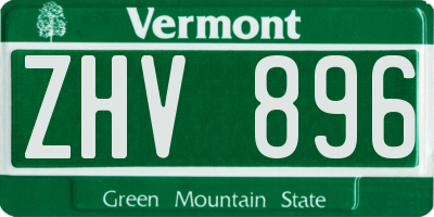 VT license plate ZHV896