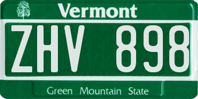 VT license plate ZHV898