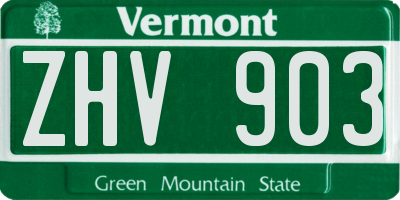 VT license plate ZHV903