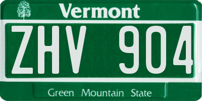 VT license plate ZHV904