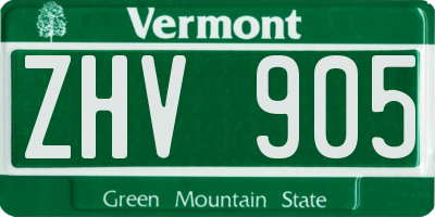 VT license plate ZHV905