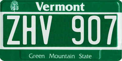 VT license plate ZHV907