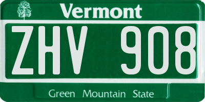 VT license plate ZHV908