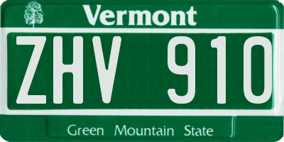 VT license plate ZHV910