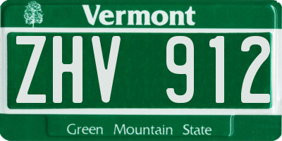 VT license plate ZHV912