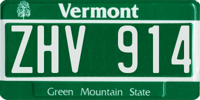 VT license plate ZHV914
