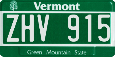 VT license plate ZHV915