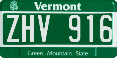 VT license plate ZHV916