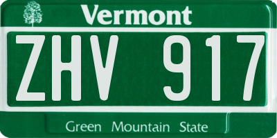 VT license plate ZHV917