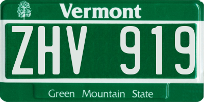 VT license plate ZHV919