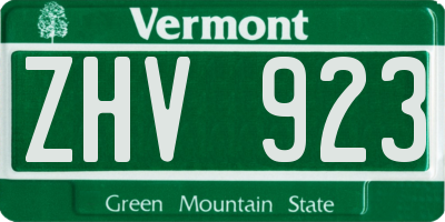 VT license plate ZHV923
