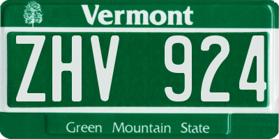 VT license plate ZHV924