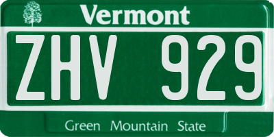 VT license plate ZHV929