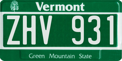 VT license plate ZHV931