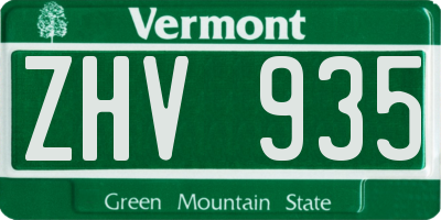 VT license plate ZHV935