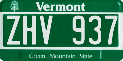 VT license plate ZHV937