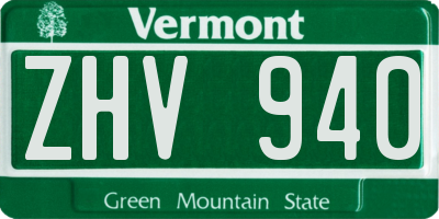 VT license plate ZHV940