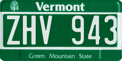 VT license plate ZHV943