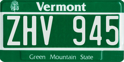 VT license plate ZHV945