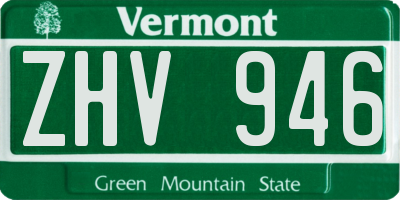 VT license plate ZHV946
