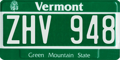 VT license plate ZHV948