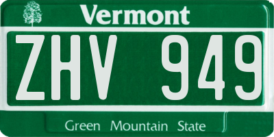 VT license plate ZHV949