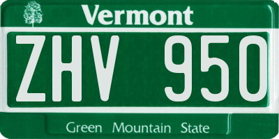 VT license plate ZHV950